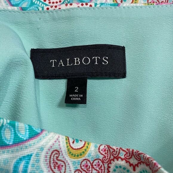 Talbots Turquoise Pink Print Pattern Lined Skirt - Picture 2 of 6